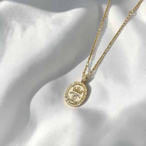 莉亞精品♡ Chanel 金幣皇冠項鍊 鏈總長64cm 二手美品