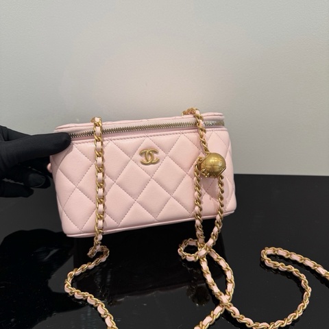 【全網最低價✨全網最低價❤️‍🔥】Chanel/香奈兒 粉色 金珠金球 長盒子 鏈條單肩斜挎包