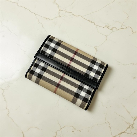莉亞精品♡ Burberry 格紋中夾 二手美包
