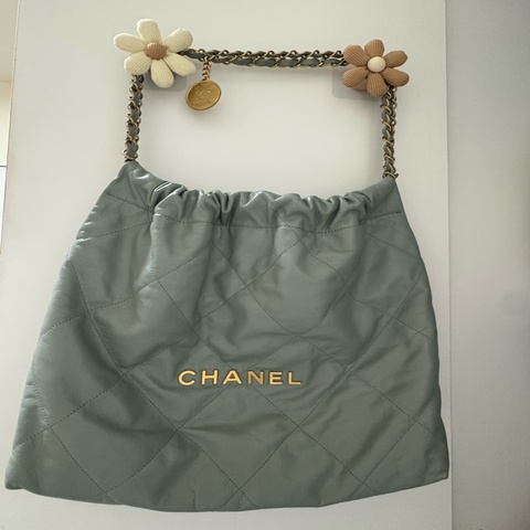 Chanel 22bag 灰綠色晶片款