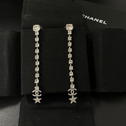 Chanel/香奈兒 20年 雙c水鑽耳環