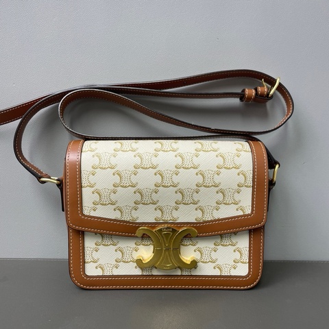 CELINE/賽琳 21年 Triomphe 金色鎖釦凱旋門老花印花包