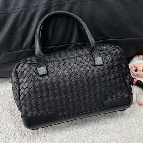 Bv葆蝶家編織黑色手提小盒子包