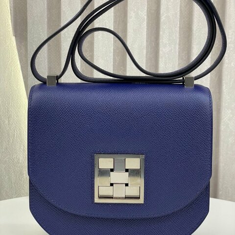 愛馬仕 Hermès Mini Masaique 17 藍色 Epsom皮 銀扣 D刻