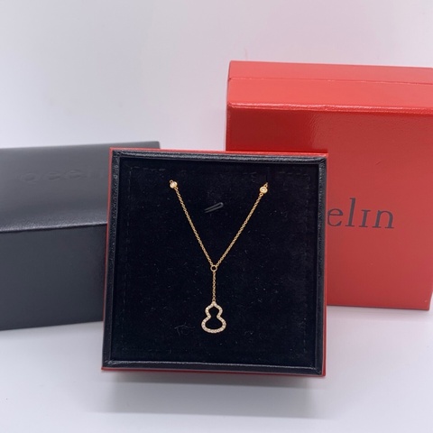 Qeelin麒麟Petite Wulu 18k黃金滿鑲鑽鑽石葫蘆項鍊