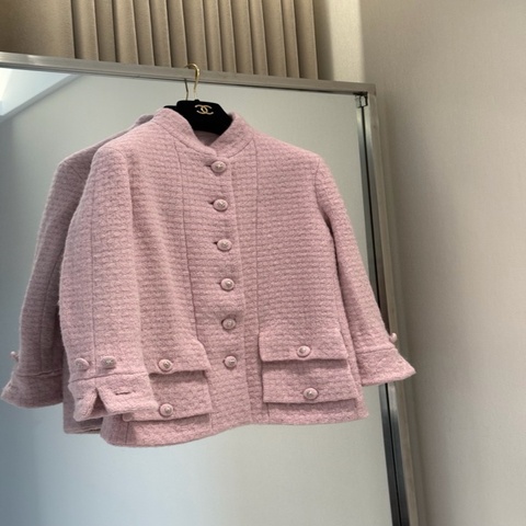 Chanel 24K粉色立领四口袋外套fr36~~