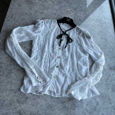Chanel 蝴蝶结白色衬衫fr36~~