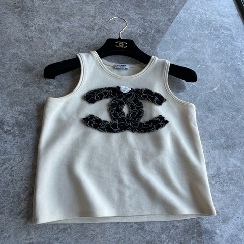 Chanel 20A米色山茶花双C背心fr34~~