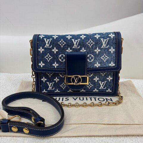LV路易威登Louis Vuitton 中號 丹寧牛仔達芙妮肩背包斜挎包 芯片款