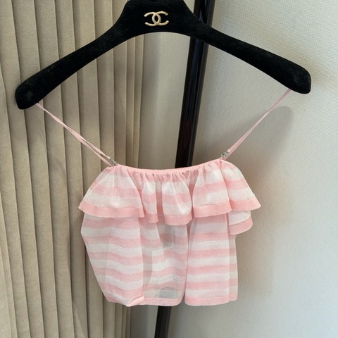 Chanel24s粉白条纹吊带fr36~~