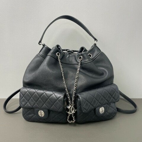 98♥️Chanel 23開黑銀Duma雙口袋後背包