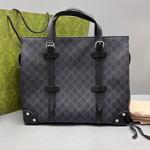 GUCCI 古馳 黑色老花Logo公文手提包 尺寸37*30