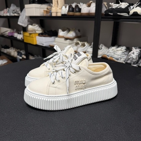 miumiu繆繆25ss 厚底增高餅乾鞋 白色 37碼