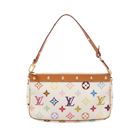 路易威登 Pochettes Monogram Multicolor Blanc 手提包 M92649 PVC塗層帆布皮革 白色 二手 女士