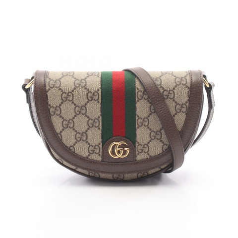 GUCCI Ophidia GG Supreme 單肩包 757309 帆布皮革 米棕色 二手