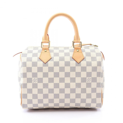 路易威登 Speedy 25 手提包 N41371 Damier Azur 帆布皮革 白色 二手