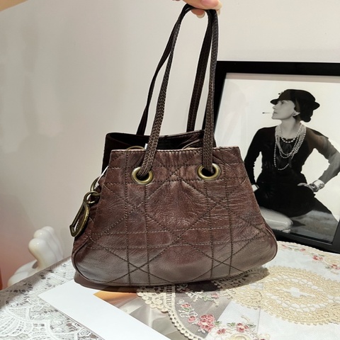 迪奧Dior 中古土著 菱格手提mini小水桶 福袋包