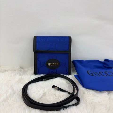 Gucci古馳皮革徽標手機包單肩斜挎包 全新
