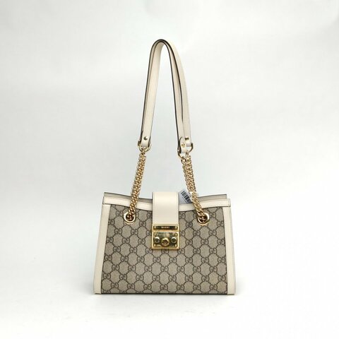Gucci古馳 Padlock鎖頭包Tote小號老花金扣肩背包