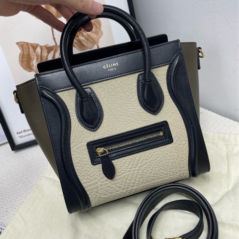 CELINE/賽琳 時尚百搭笑臉包  拼色皮質托特手提單肩斜挎包