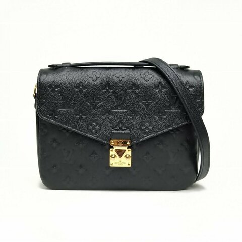 LV MetisPochette郵差包黑色牛皮革金扣肩背包