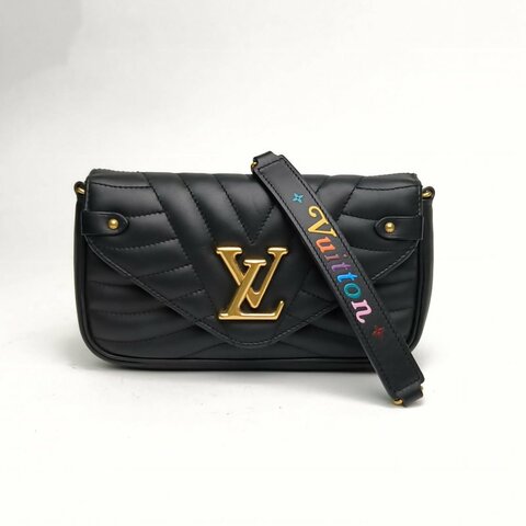 LV 黑色牛皮革2019NewWave黑金斜挎包肩背包