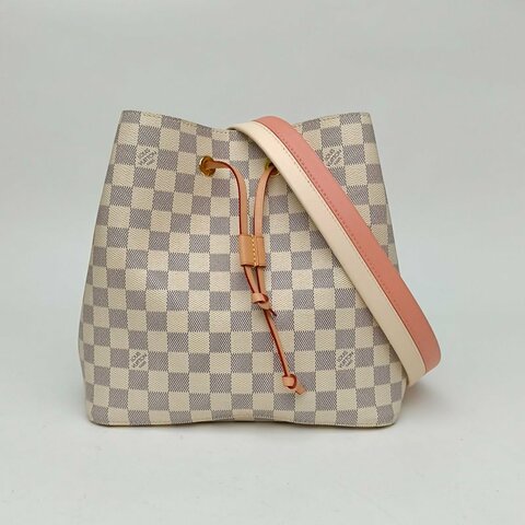 LV NÉONOÉ水桶包中號26白棋格金扣2020肩背包