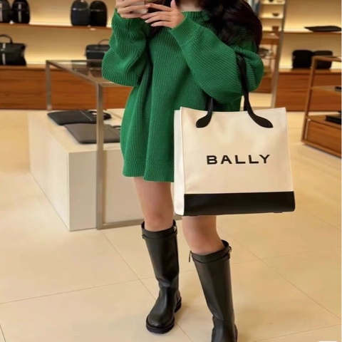📻BALLY 巴利 帆布拼皮竪版休閒托特包  尺寸38*35*12
