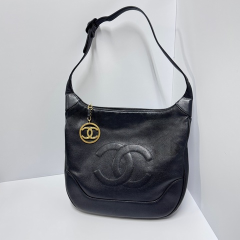 （極新🎁） Chanel Hobo 香奈兒 黑金荔枝牛皮 肩背包 專櫃27萬！