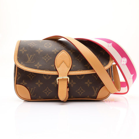 LOUIS VUITTON LV 路易威登 Diane 兩用包 棕/紫紅色 原花帆布 M46049