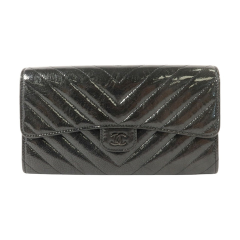 CHANEL 漆皮皮革Classic Flap Long Wallet長錢包
