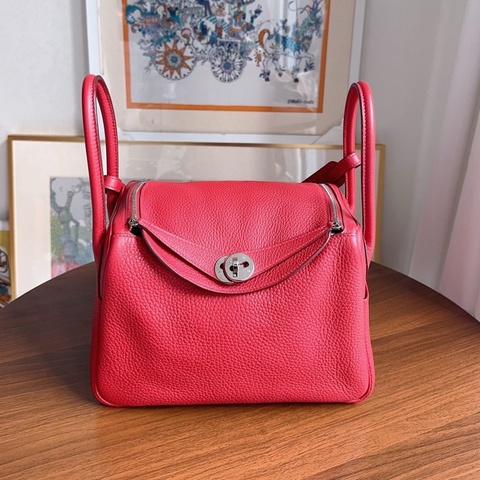 Hermes 愛馬仕 lindy26 國旗紅 銀扣 TC皮 c刻 有塵袋