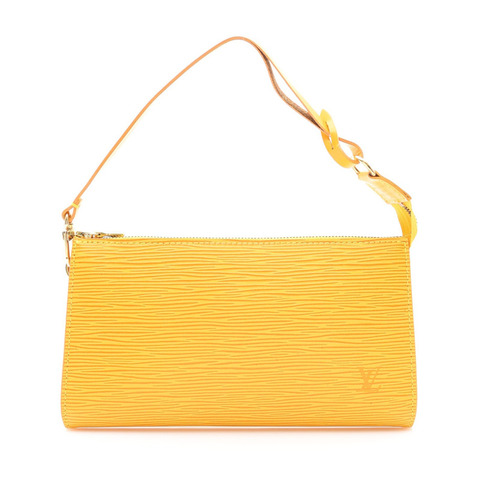 LOUIS VUITTON LV 路易威登 Pochette Accessoires 手拿包 黃色 EPI水波紋 牛皮 M52959