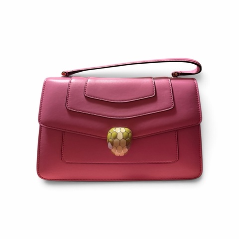 BVLGARI  Serpenti Forever Top Handle 蛇頭手提包 粉紅小牛皮