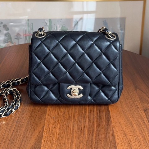 Chanel 香奈兒 mini CF 經典黑金羊皮方胖子 17cm 無配件 20開