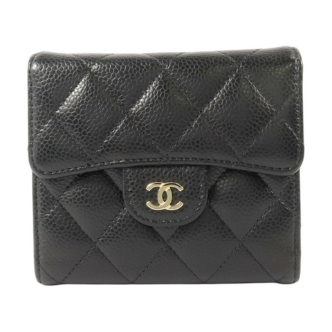 CHANEL 牛皮皮革Classic Small Flap Wallet金扣錢包