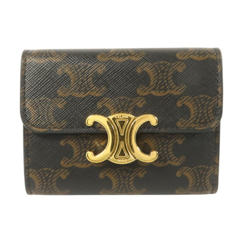 CELINE Triomphe帆布Compact Wallet With Coin Purse錢包