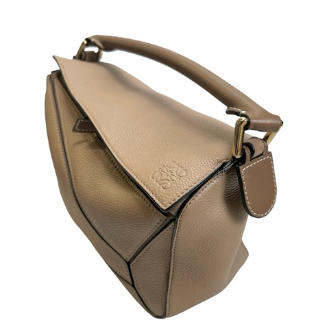 Used LOEWE Leather Puzzle Bag Small Handbag Beige GHW