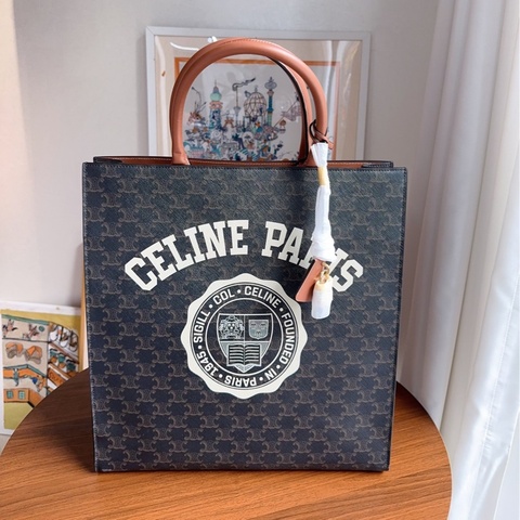 99新 celine 凱旋門tote 大號 徽章限量款 男女同款 手提包 37*39cm 有塵袋