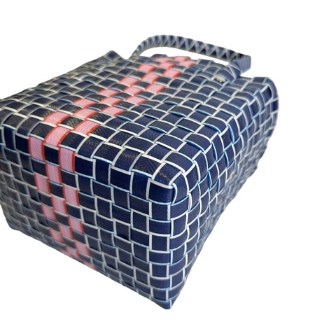 Used MARNI Woven Market Bag Tote Bag Blue Pink White