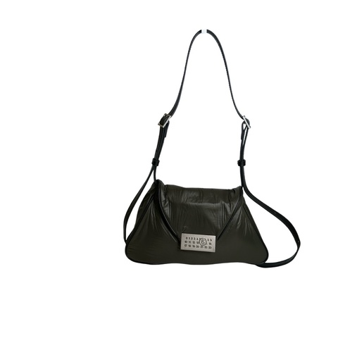 Used MAISON MARGIELA Padded Nylon Snatched Shoulder Bag Khaki Silver