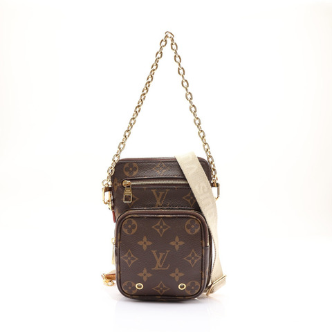 LOUIS VUITTON LV 路易威登 Utility Phone Sleeve 兩用包 棕色 原花帆布 M80746