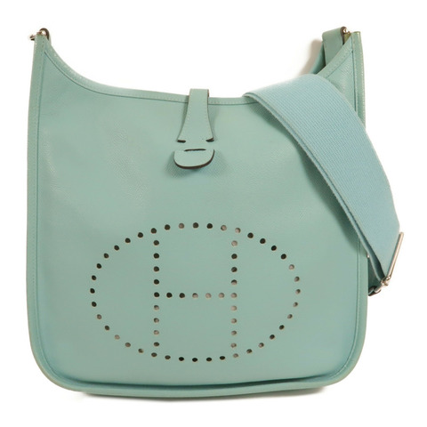 HERMES Epsom皮革Evelyne PM 肩背袋Bleu Atoll
