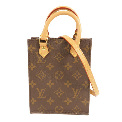 LOUIS VUITTON Monogram Petit Sac Plat金扣手挽肩背兩用袋Monogram Petit Sac Plat金扣手挽肩背兩用袋