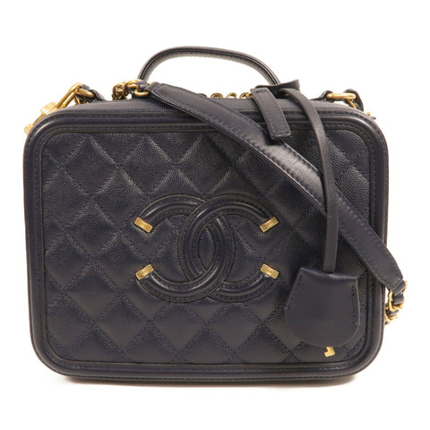 CHANEL 牛皮皮革Filigree Vanity Case手挽肩背兩用袋