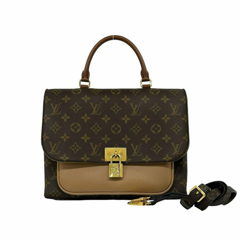 路易威登 (LOUIS VUITTON) Marignan Monogram 真皮兩用肩包/手提包 棕色 02867