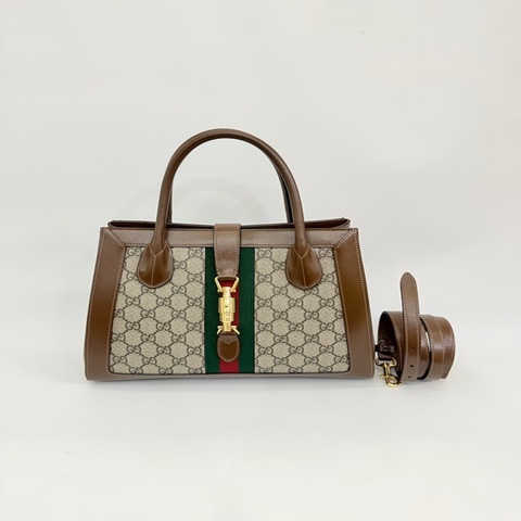 Gucci pvc咖皮邊ophidia jackie 手提肩背包