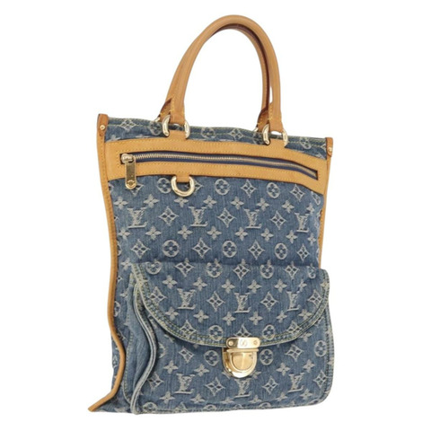 路易威登 Monogram Denim 平底購物手提包 藍色 M95018 LV 正品 197248V