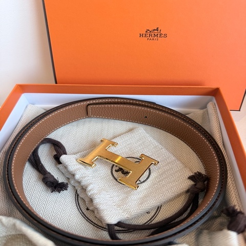 全新未使用✨HERMES✨Constance皮帶釦 雙面皮帶 H皮帶釦 黑金 金棕金 G刻 90cm 寬31mm