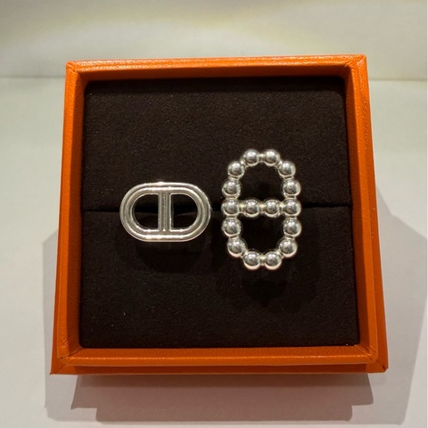 Hermès Chaine d’ancre Alea 扭轉造型戒指｜925純銀｜雙造型戒指